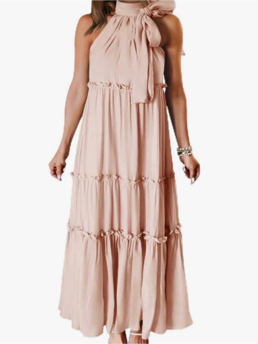 Zesica Sleeveless Bow-Tie chic blush women’s halter top dress size small